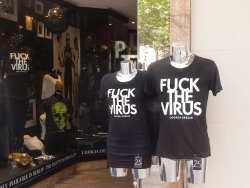 Who's gonna buy a T-shirt like that? Maybe not those who have lost relatives or friends in this crisis.