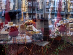 on my daily walks I passed by a shop apartment which had very imaginative curtains